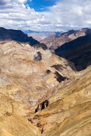 Canyon of Zanskar river. View from Zanskar valley, Ladakh, Jammu and Kashmir, Indiaの写真素材