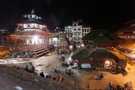 KATHMANDU, NEPAL, 23RD OCTOBER 2014 - Night view of Kathmandu Durbar square during festivalのeditorial素材
