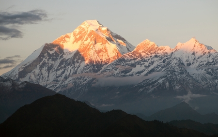 Evening panoramic view of mount Dhaulagiri - Nepalの写真素材