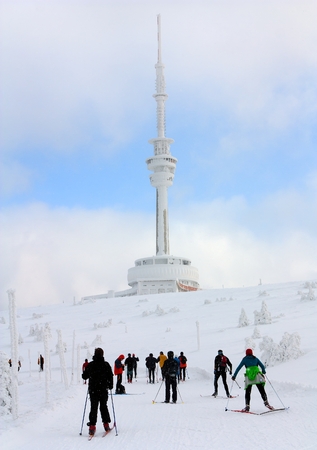 skiers on way ot mount Praded - Jeseniky - Moravia - Czech Republicのeditorial素材