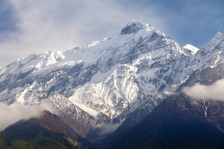 Beautiful mount near Kali Gandaki river, round Annapurna circuit trekking trail, Nepalese himalayasの写真素材