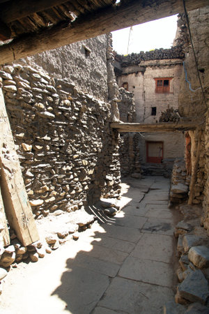 Kagbeni, beautiful village in lower Mustang area, round Annapurna circuit trekking trail, Nepalの写真素材