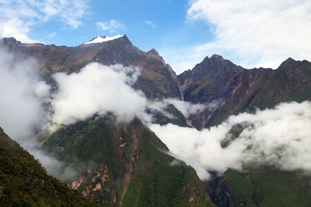 view from Choquequirao trekking trail, Cuzco area, Machu Picchu area, Peruvian Andesの写真素材