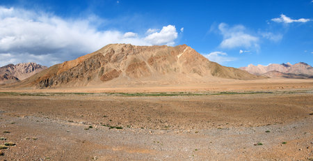 Beautiful landscape panorama of Pamir mountains area in Tajikistan Badakhshan. Landscape around...