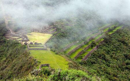 Choquequirao, one of the best Inca ruins in Peru. Choquequirao Inca trekking trail near Machu Picchu. Cuzco region in Peruの写真素材