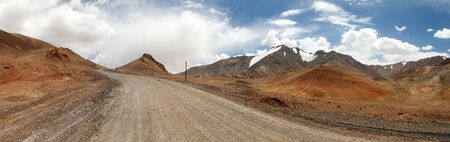 Pamir highway or pamirskij trakt. Landscape around Pamir highway M41 international road, mountains in Tajikistanの写真素材