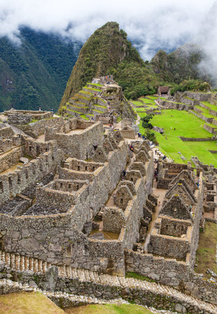 Machu Picchu, panoramic view of peruvian incan town, sacred valley, Cusco region, Peru