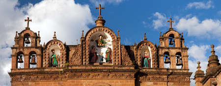 Catholic catedral on main square Plaza de Armas in Cusco or Cuzco town, Peruの写真素材