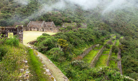 Choquequirao, one of the best Inca ruins in Peru. Choquequirao Inca trekking trail near Machu Picchu. Cuzco region in Peruの写真素材