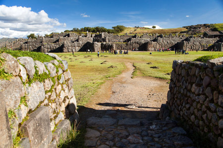 View of Sacsayhuaman, Inca ruins in Cusco or Cuzco town, Peruのeditorial素材