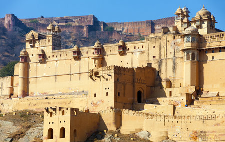 View of Amber fort near Jaipur city, Rajasthan, Indiaのeditorial素材