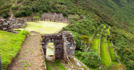 Choquequirao, one of the best Inca ruins in Peru. Choquequirao Inca trekking trail near Machu Picchu. Cuzco region in Peruの写真素材