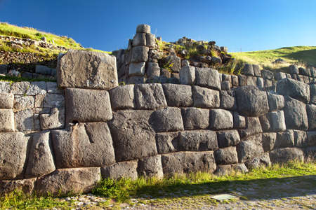 View of Sacsayhuaman, Inca ruins in Cusco or Cuzco town, Peruの写真素材
