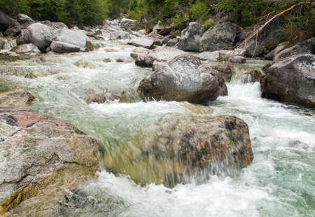 Waterfalls at stream Studeny potok in High Tatras mountains, Carpathia, Slovakiaの写真素材