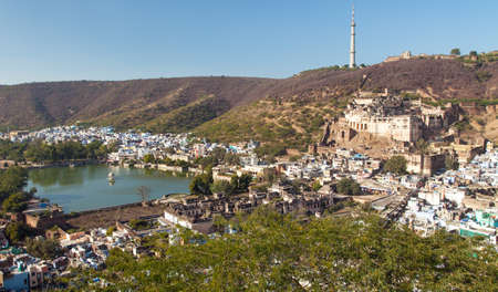 Taragarh fort in Bundi town, typical medieval fortress in Rajasthan, Indiaのeditorial素材