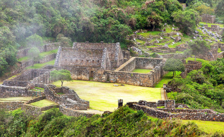 Choquequirao, one of the best Inca ruins in Peru. Choquequirao Inca trekking trail near Machu Picchu. Cuzco region in Peruの写真素材