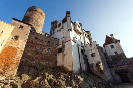 Castle chateau palace and the town of Jindrichuv Hradec afternoon or early evening view, South Bohemia, Czech republicのeditorial素材