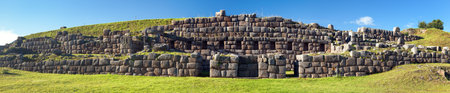 Panoramic view of Sacsayhuaman, Inca ruins in Cusco or Cuzco town, Peruの写真素材