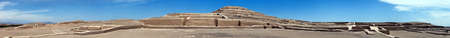 Nasca or Nazca pyramid ruins at Cahuachi archeological site in the Nazca desert of Peru, Panoramic viewの写真素材