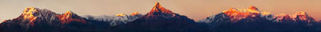 Evening, sunset view of Mount Annapurna and Machapuchare or Machhapuchhare, Nepal Himalayas mountainsの写真素材
