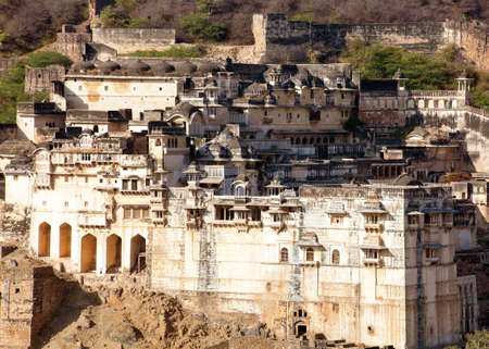 Taragarh fort in Bundi town, typical medieval fortress in Rajasthan, Indiaのeditorial素材