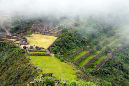 Choquequirao, one of the best Inca ruins in Peru. Choquequirao Inca trekking trail near Machu Picchu. Cuzco region in Peruのeditorial素材