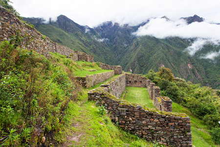 Choquequirao, one of the best Inca ruins in Peru. Choquequirao Inca trekking trail near Machu Picchu. Cuzco region in Peruのeditorial素材