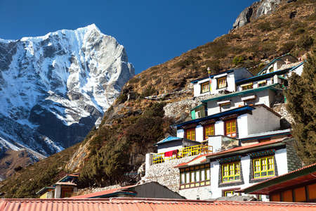 Thame village, Thame gompa and himalaya mountains Sagarmatha national park, Nepalのeditorial素材