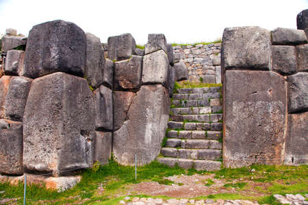 View of Sacsayhuaman, Inca ruins in Cusco or Cuzco town, Peruのeditorial素材