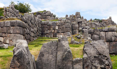 View of Sacsayhuaman, Inca ruins in Cusco or Cuzco town, Peruの写真素材