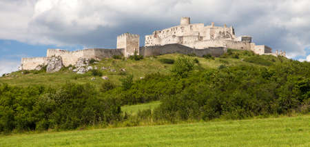 Spissky hrad castle ruin near Spisske Podhradie town or village, Spis region, Slovakia, Europe, biggest Slovak castleのeditorial素材