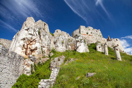 Spissky hrad castle ruin near Spisske Podhradie town or village, Spis region, Slovakia, Europe, biggest Slovak castleのeditorial素材