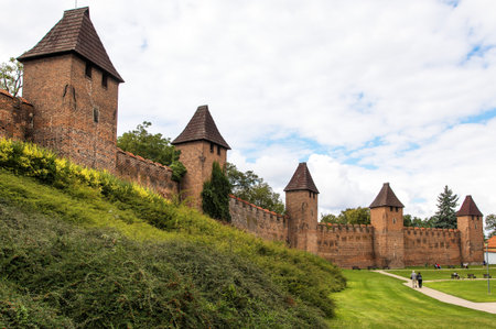 Historic town fortification or town wall in Nymburk, Czech Republicのeditorial素材