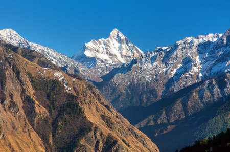 mount Nanda Devi, one of the best mounts in Indian Himalaya, seen from Joshimath Auli,  Uttarakhand, Indiaの写真素材