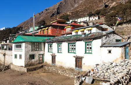 Pangboche village and gompa, monastery in Khumbu valley, Solukhumbu, trek to Everest base camp, Sagarmatha national park, Nepal himalayas mountainsのeditorial素材