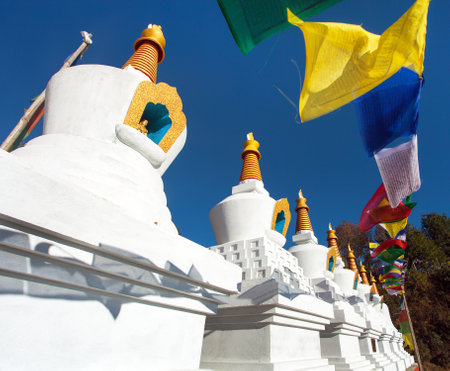 Stupas in Za-Sa or Zasa Monastery near Salleri village, Solukhumbu, Nepalの写真素材