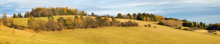 autumn scenery from Bohemian and Moravian highland - Czech Republic - Europeの写真素材