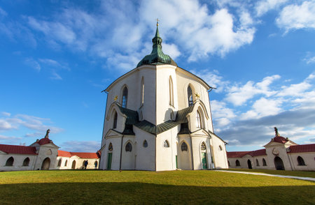 pilgrimage church of Saint John of Nepomuk on zelena hora, green hill, monument unesco World Heritage Site, Zdar nad Sazavou, Czech Republic, baroque architect Jan Blazej Santini Aichelの写真素材