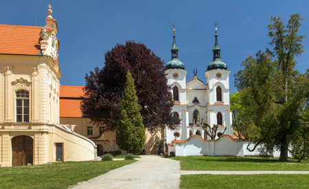 Zeliv Premonstratensian monastery, church and abbey, baroque architecture by Jan Blazej Santini Aichel, Pelhrimov District in the Vysocina Region of the Czech Republicの写真素材