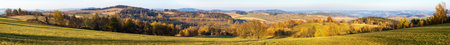 autumn panorama from bohemian and moravian highland, view from Konikov Vecov village, Zdarske vrchy, Czech Republicの写真素材