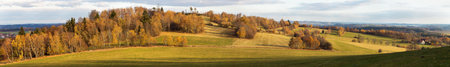autumn scenery from the Bohemian and Moravian highlands, panoramic view, Czech Republic, Europeの写真素材