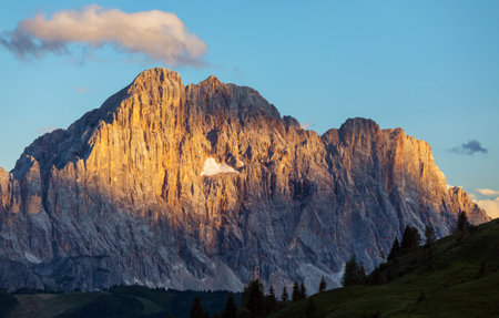 Mount Civetta, evening sunset panoramic view of mount Civetta, South Tyrol, dolomites mountains, Italyの写真素材