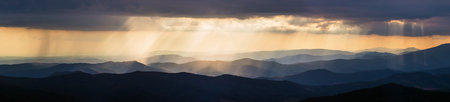 landscape with mountain ridges and sunshine, Carpathians, Slovakiaの写真素材