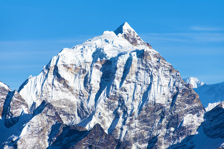 mount Chola tse, trek to Everest base camp, view from Gokyo peak, Nepal Himalayas mountainsの写真素材