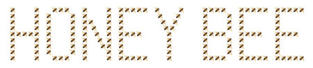 words honey bee composed of many bees on the white background, honey bee or honeybee in Latin Apis Melliferaの写真素材