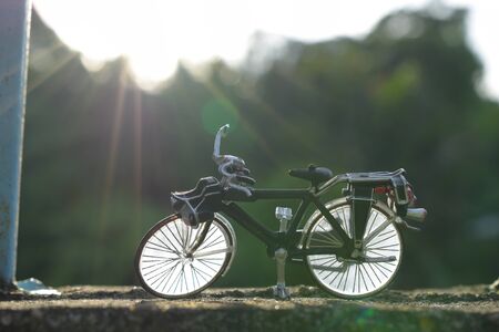 Child with a toy bicycleの写真素材