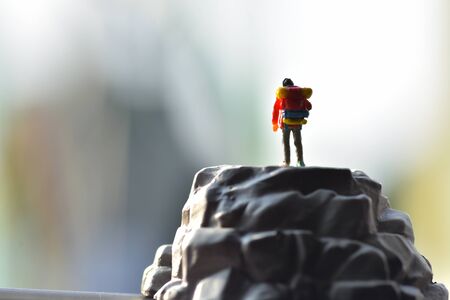 Travel Concept. Men and women with backpack to travel. mini figureの写真素材