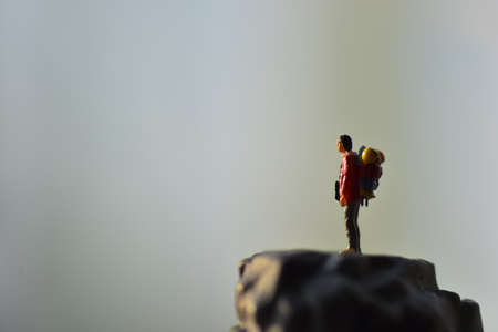 Travel Concept. Men and women with backpack to travel. mini figureの写真素材