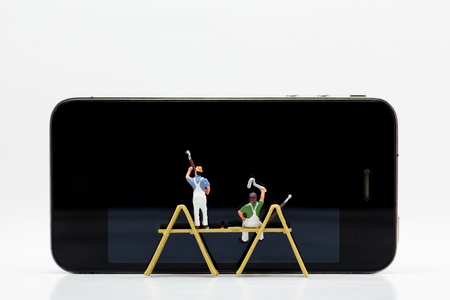 Concept, Painters Group, Screen Decoration, On a white backgroundの写真素材