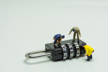 Concept, People are decrypting unlock padlock, Decrypt the keyの写真素材